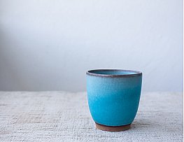 Небесно-голубая керамическая чайная чашка, 170 мл