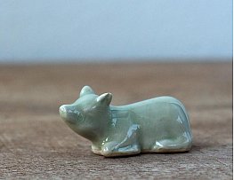 Чайная фигурка из глины “Свинка”, селадон